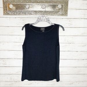 Vintage City Silk Black Stretchy Square Neck Blouse Tank Size Large